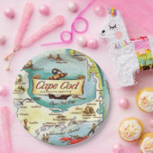 Assiettes En Carton Carte du Cap Cod MA  (Fête)