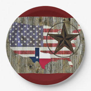 Assiettes En Carton Carte du drapeau de l'État de Texas Lone Star
