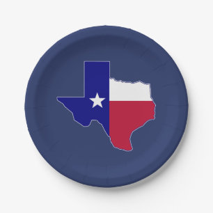 Assiettes En Carton Carte du drapeau du Texas