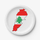 Assiettes En Carton Carte du Liban avec drapeau (Devant)