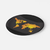 Assiettes En Carton Carte du monde lumineux en orange et jaune (Angle)