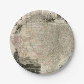 Assiettes En Carton Carte du Texas aux frontières du comté (Devant)