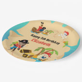 Assiettes En Carton Carte du trésor mignonne fille pirate fête d'anniv (Angle)