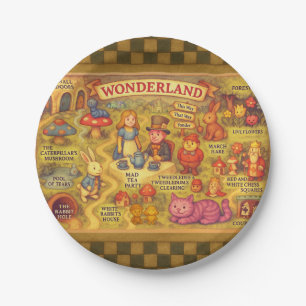 Assiettes En Carton Carte Fantaisiste des Aventures d'Alice au Pays de