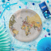 Assiettes En Carton carte mondiale (Fête)