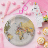 Assiettes En Carton carte mondiale (Fête)
