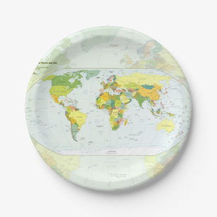 Assiettes En Carton Carte mondiale Globe Pays Atlas