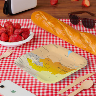 Assiettes En Carton Carte politique du Kirghizistan et d'Asie centrale