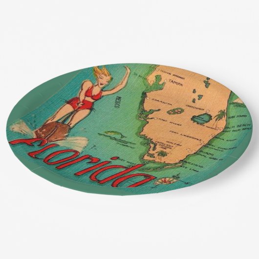 Assiettes En Carton Carte postale Retro de Floride (Angle)