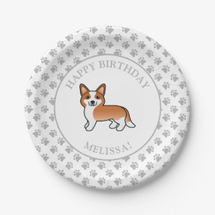 Assiettes En Carton Carte rouge et blanche Cardigan Welsh Corgi Fête d