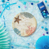 Assiettes En Carton Carte rustique et corail d'étoiles de mer des (Fête)