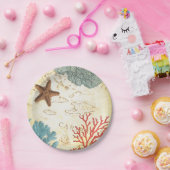Assiettes En Carton Carte rustique et corail d'étoiles de mer des (Fête)