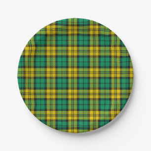 Assiettes En Carton Carte Tartan Campbell Blackwatch jaune vert