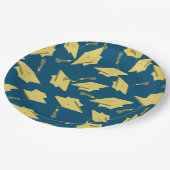 Assiettes En Carton Cartes de graduation en or dans l'air sur Blue Fun (Angle)