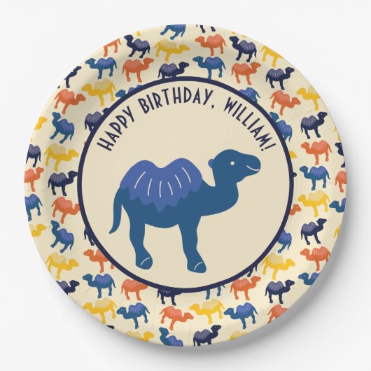 Assiettes En Carton Carton Camel fête d'anniversaire Personnalisé (Devant)