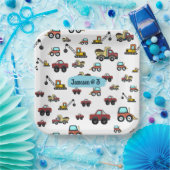 Assiettes En Carton Carton Camion Voiture Crane Nom du véhicule Annive (Fête)