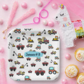 Assiettes En Carton Carton Camion Voiture Crane Nom du véhicule Annive (Fête)