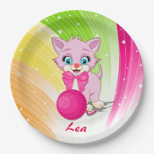 Assiettes En Carton Carton de chaton rose mignon