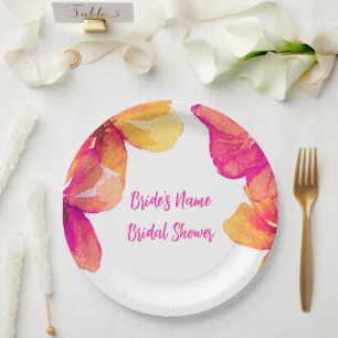 Assiettes En Carton Carton d'invitation de mariage floral à l'hibiscus