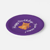 Assiettes En Carton Carton mignon blanc violet orange chaton (Angle)