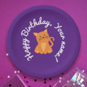 Assiettes En Carton Carton mignon blanc violet orange chaton