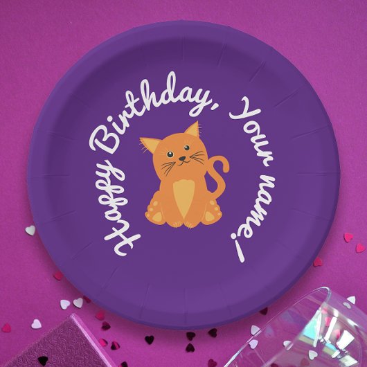 Assiettes En Carton Carton mignon blanc violet orange chaton