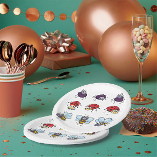 Assiettes En Carton Cartoon Insectes Drôle Abeilles Ladybugs Araignes