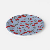 Assiettes En Carton Cartoon mignon rouge cerise baies vert feuille ble (Angle)