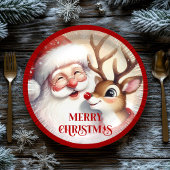 Assiettes En Carton Cartoon Santa Claus Rudolph Christmas Plates