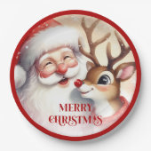 Assiettes En Carton Cartoon Santa Claus Rudolph Christmas Plates (Devant)