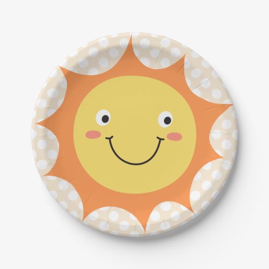 Assiettes En Carton Cartoon souriant visage soleil (Devant)