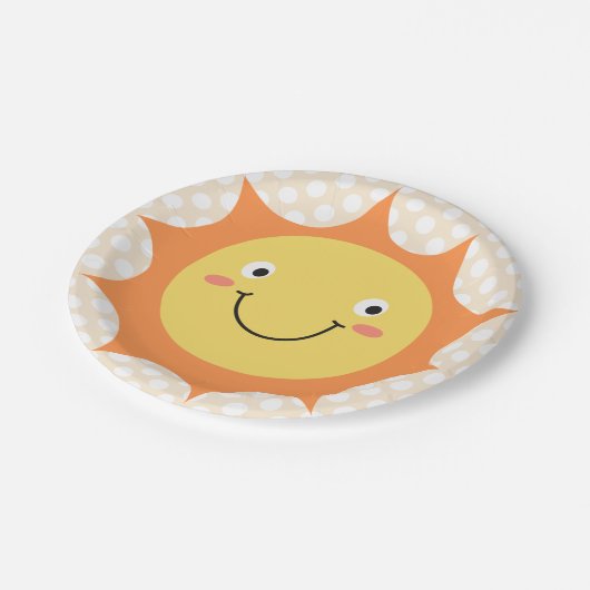 Assiettes En Carton Cartoon souriant visage soleil (Angle)