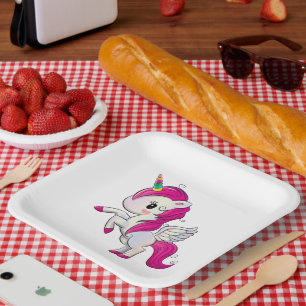 Assiettes En Carton Cartoon Unicorn
