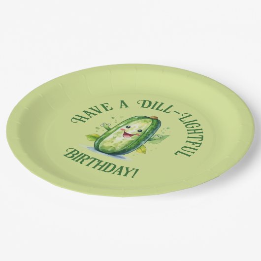 Assiettes En Carton Cartoon vert mignon Picket Anniversaire (Angle)