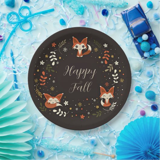 Assiettes En Carton Cas Foxes with customizable text (Fête)