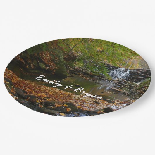Assiettes En Carton Cascade automnale et Creek Pennsylvania Nature (Angle)