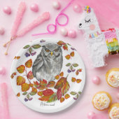 Assiettes En Carton Cascade chute belle chouette et feuille (Fête)