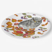 Assiettes En Carton Cascade chute belle chouette et feuille (Angle)