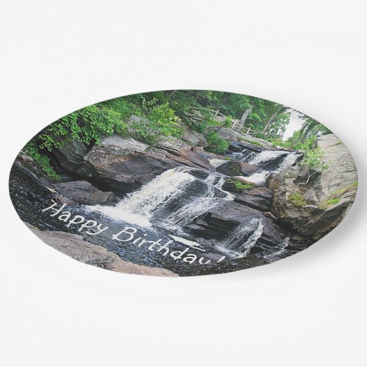 Assiettes En Carton Cascade Joyeux anniversaire (Angle)