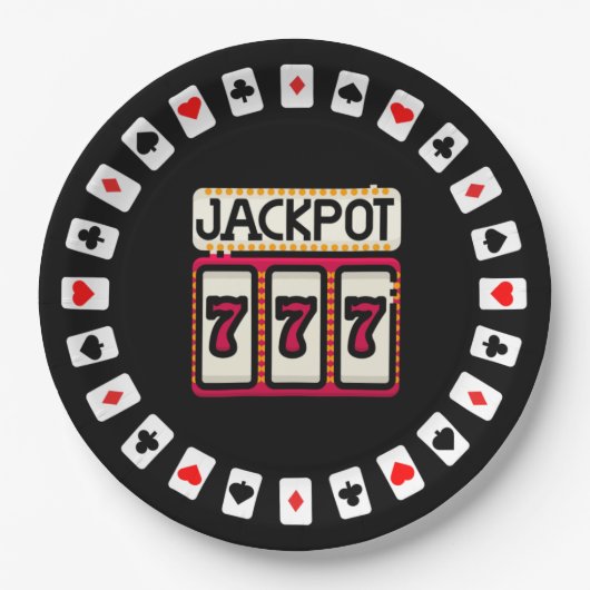 Assiettes En Carton Casino Hit the Jackpot 777 (Devant)