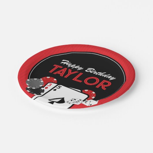 Assiettes En Carton Casino Poker Anniversaire Plaques papier (Angle)