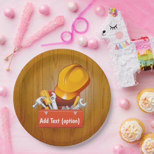 Assiettes En Carton Casque antichoc de construction et plaques à (Fête)