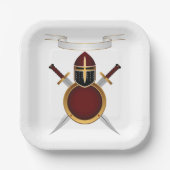 Assiettes En Carton Casque Chevalier Médiéval Crest Bouclier des épées (Recto)