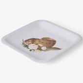 Assiettes En Carton Casquette Brown Cowgirl avec fleurs roses (Angulaire)