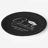 Assiettes En Carton Casquette de graduation de script blanc noir (Angle)