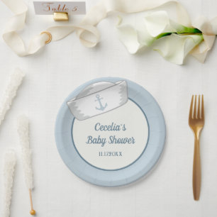 Assiettes En Carton Casquette de mer Boy Baby shower nautique