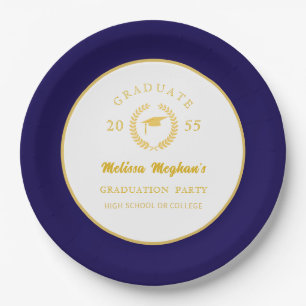 Assiettes En Carton Casquette d'or simple Laurel Wreath Graduation Par
