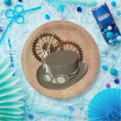 Assiettes En Carton Casquette et engrenages Steampunk (Fête)