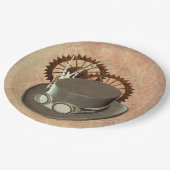 Assiettes En Carton Casquette et engrenages Steampunk (Angle)