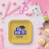 Assiettes En Carton Casquette noire avec Confetti (Fête)